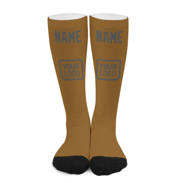 Custom Khaki Dark Grey Knee-High Sock