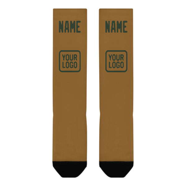 Custom Khaki Dark Green Knee-High Sock