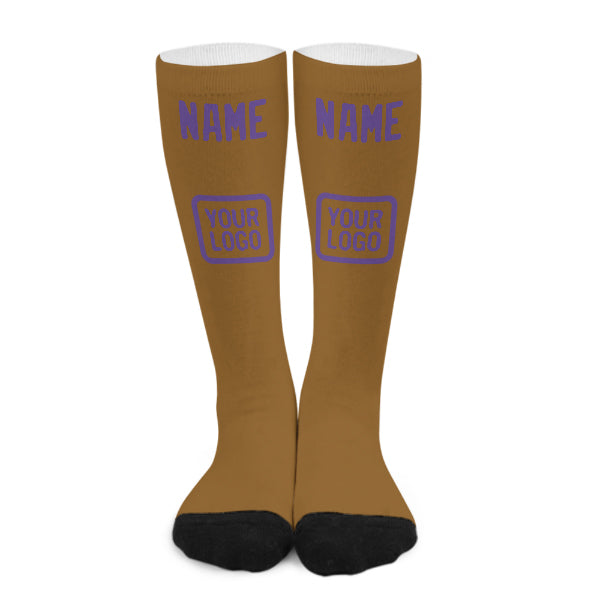 Custom Khaki Light Purple Knee-High Sock
