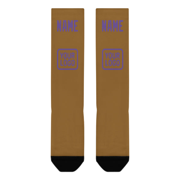 Custom Khaki Light Purple Knee-High Sock