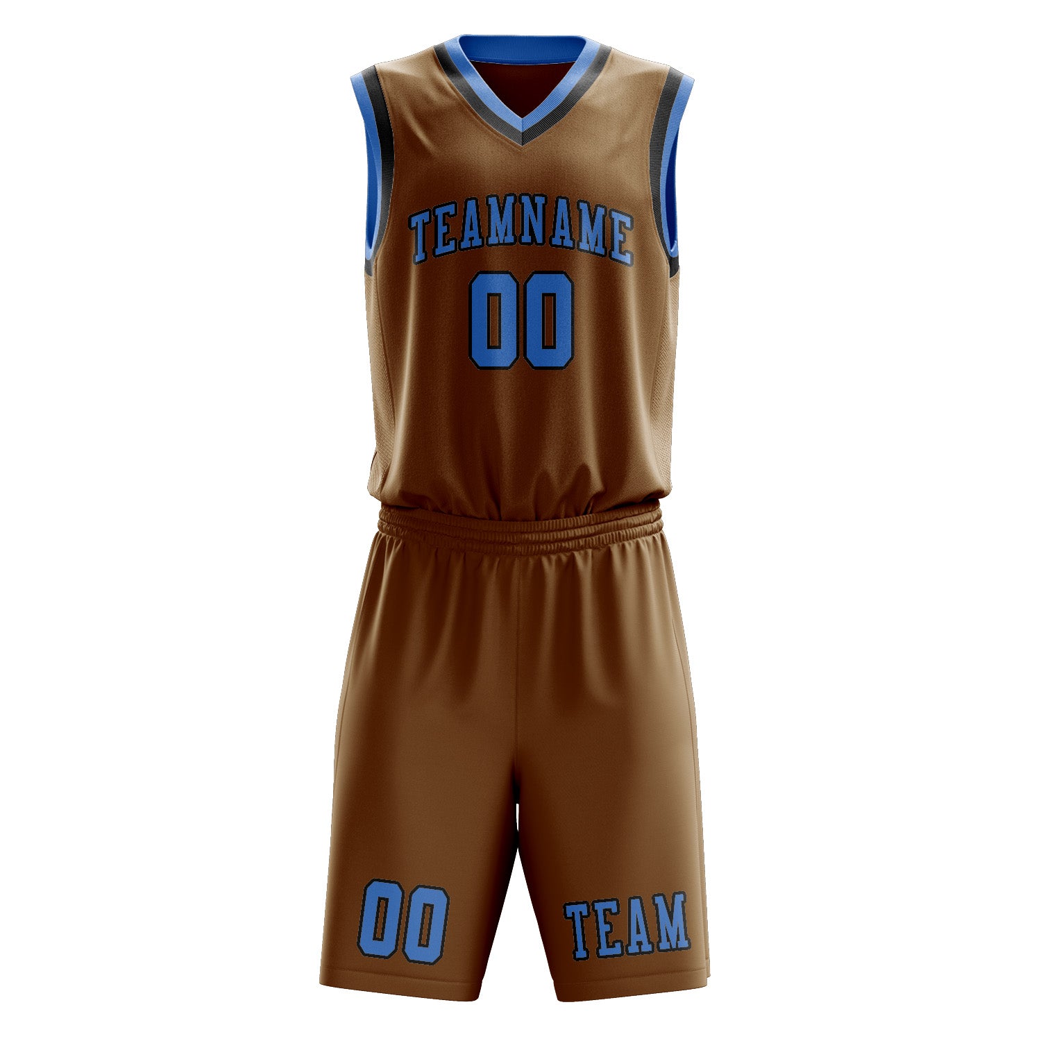 Custom Khaki Light Blue Basketball Set