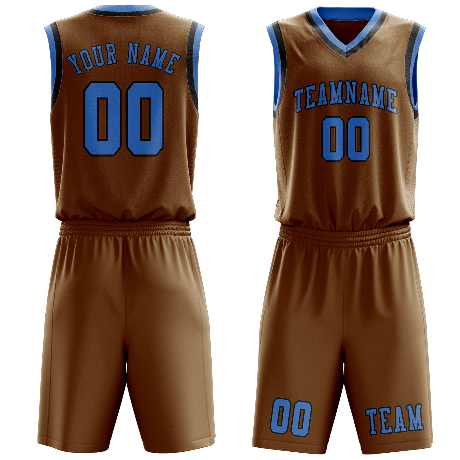 Custom Khaki Light Blue Basketball Set