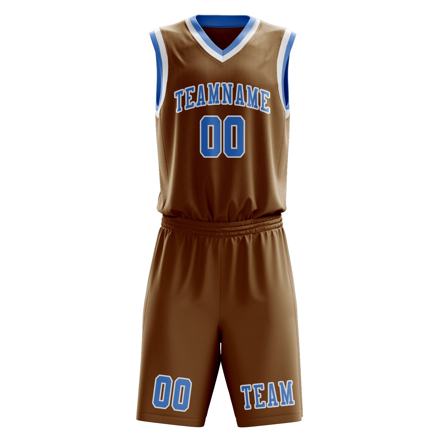 Custom Khaki Light Blue Basketball Set