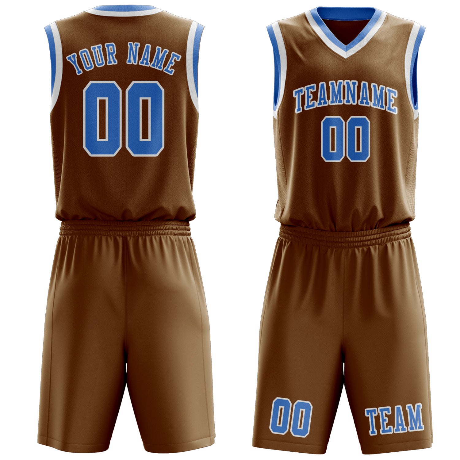 Custom Khaki Light Blue Basketball Set