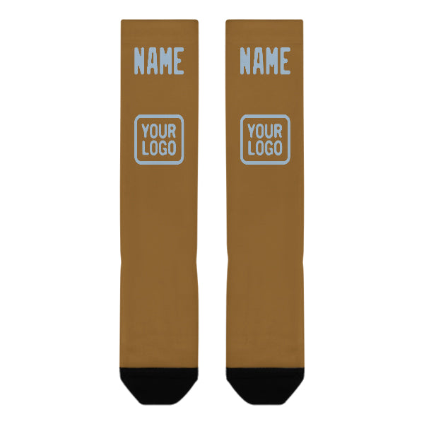 Custom Khaki Light Blue Knee-High Sock