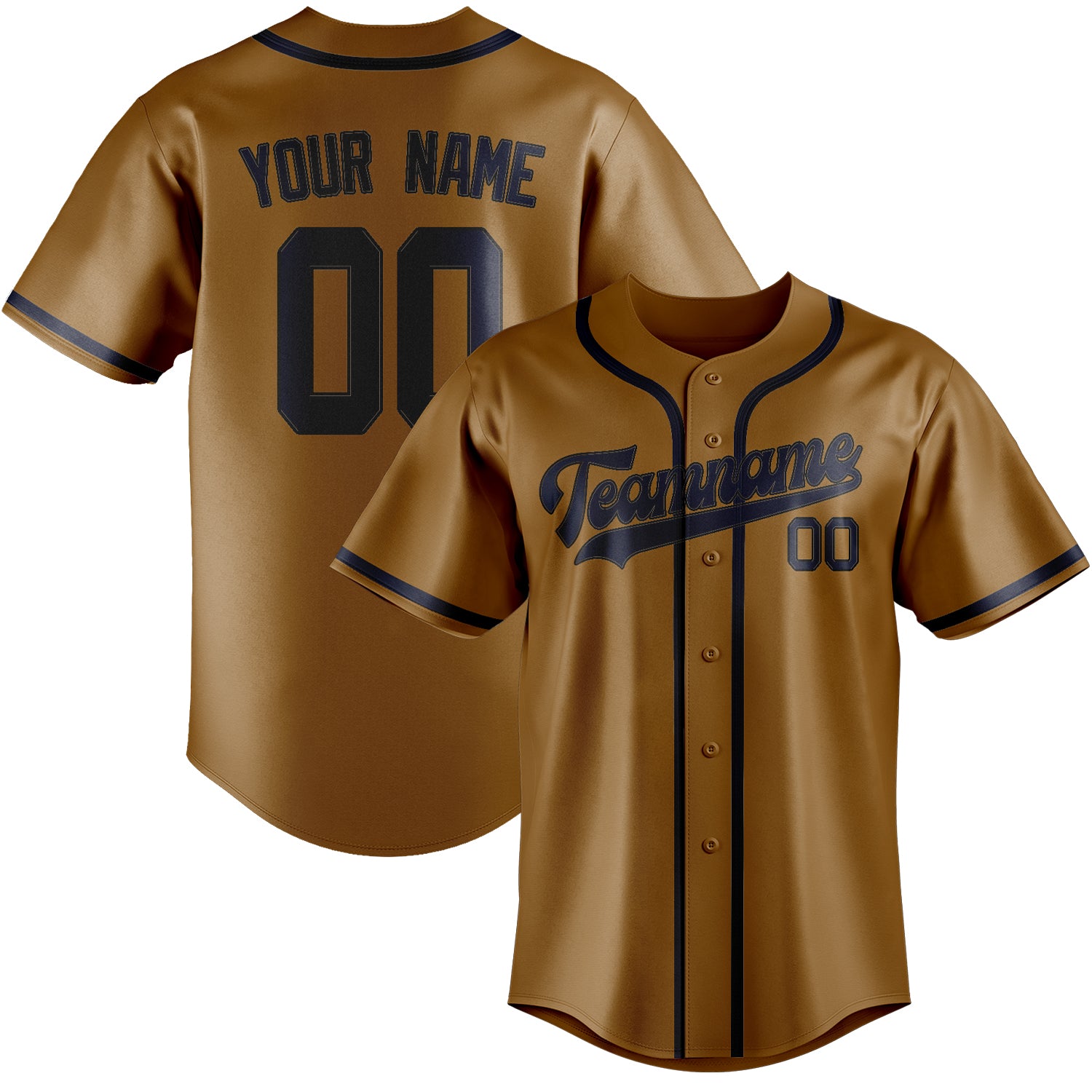 Custom Khaki Navy Baseball Jersey