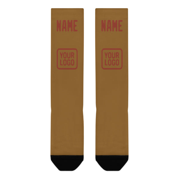 Custom Khaki Coral Red Knee-High Sock