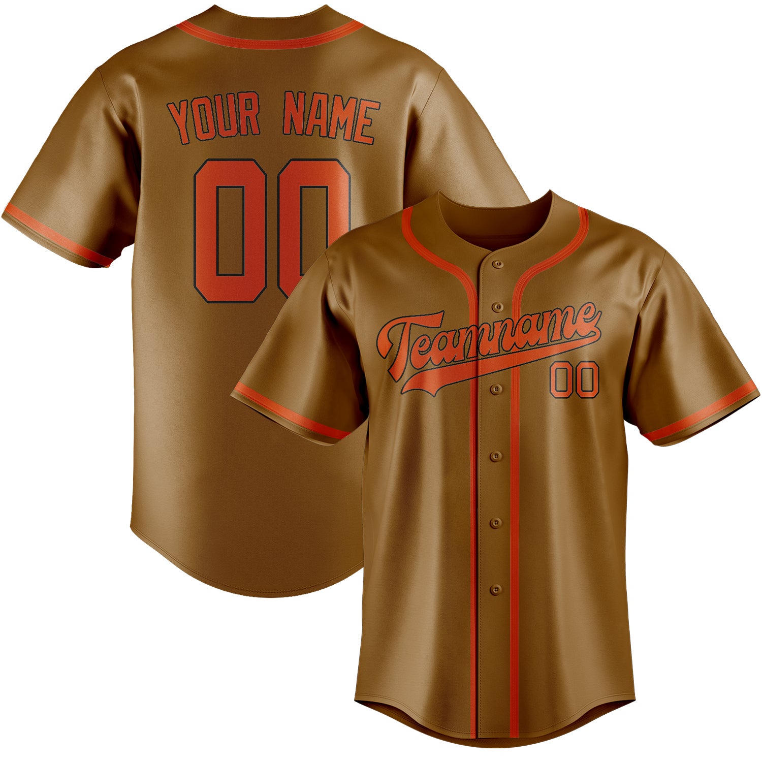 Custom Khaki Orange Red Baseball Jersey