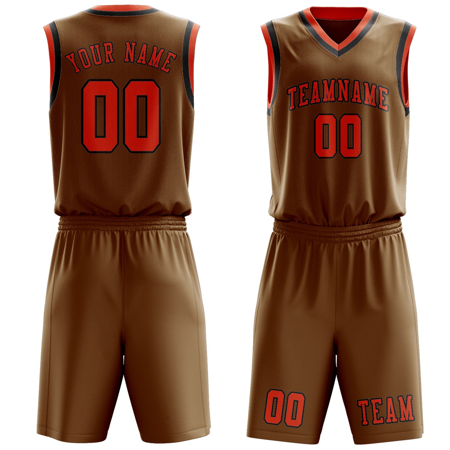 Custom Khaki Orange Red Basketball Set