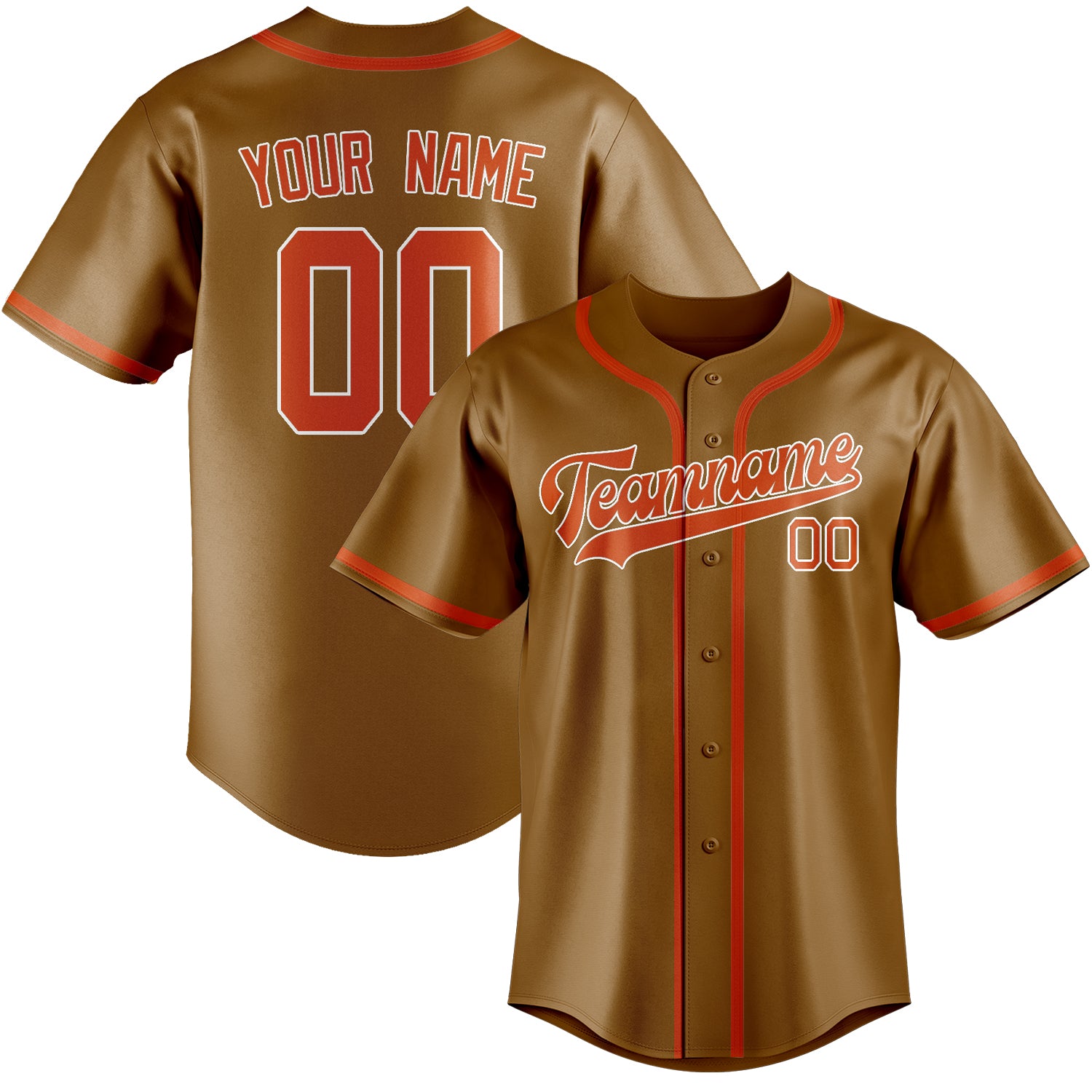 Custom Khaki Orange Red Baseball Jersey