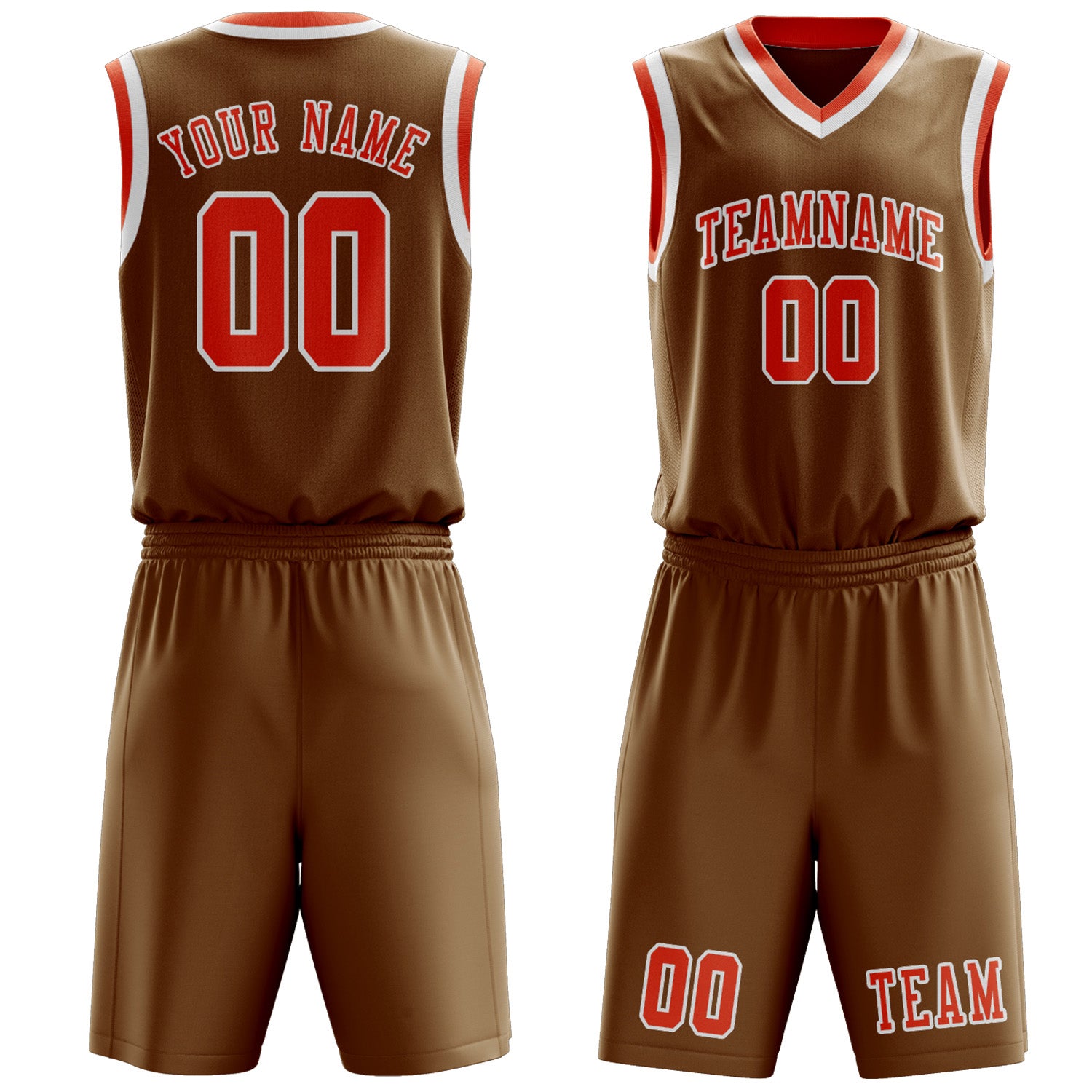 Custom Khaki Orange Red Basketball Set