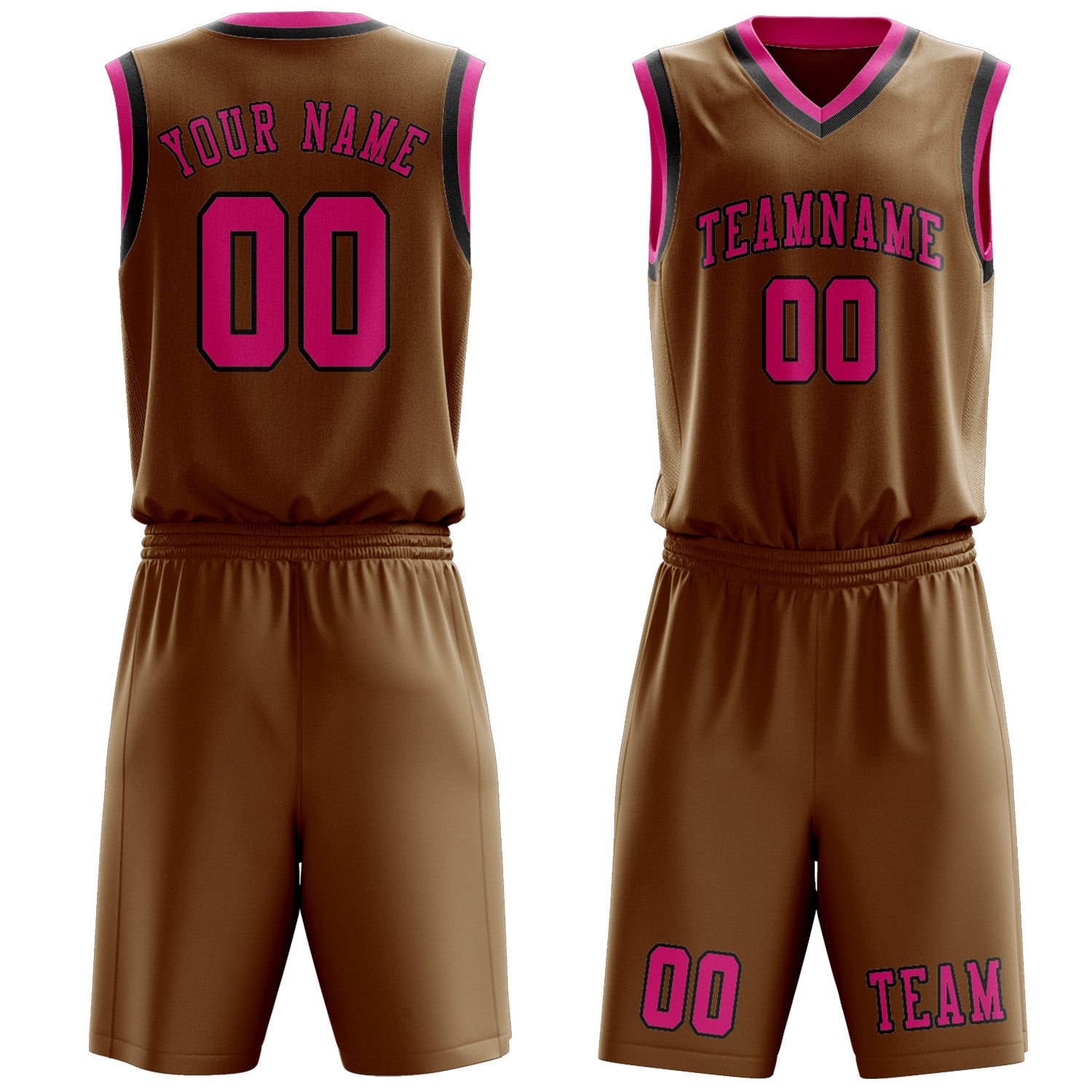 Custom Khaki Pink Basketball Set