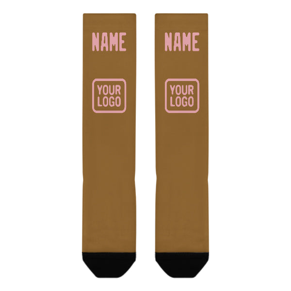 Custom Khaki Light Pink Knee-High Sock