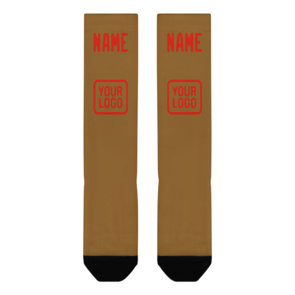 Custom Khaki Orange Red Knee-High Sock