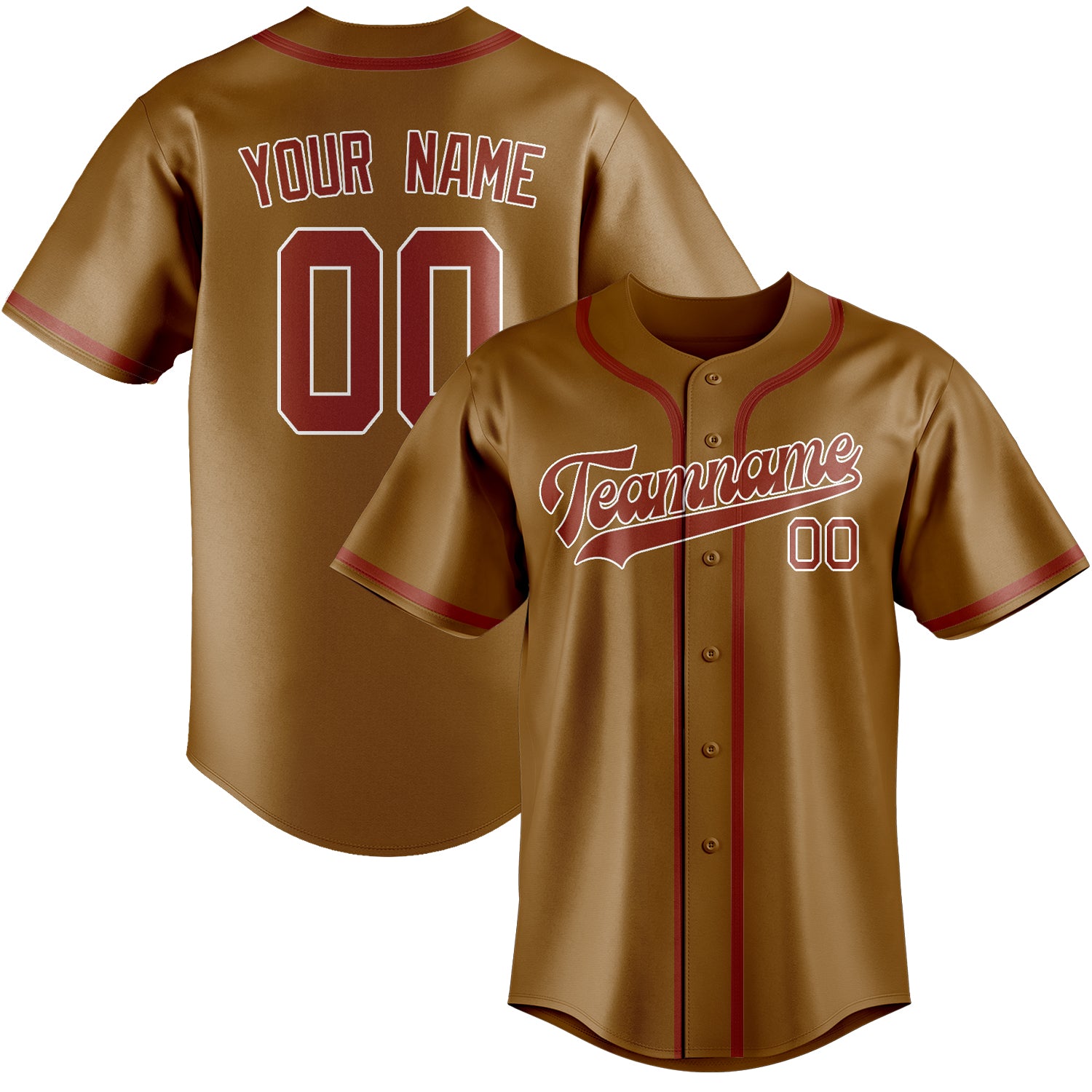 Custom Khaki Coral Red Baseball Jersey
