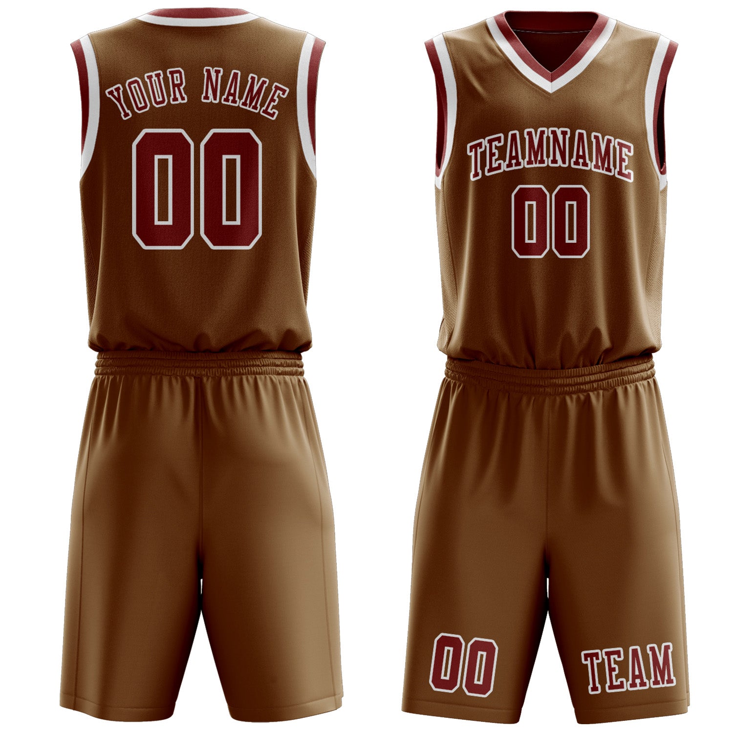 Custom Khaki Coral Red Basketball Set