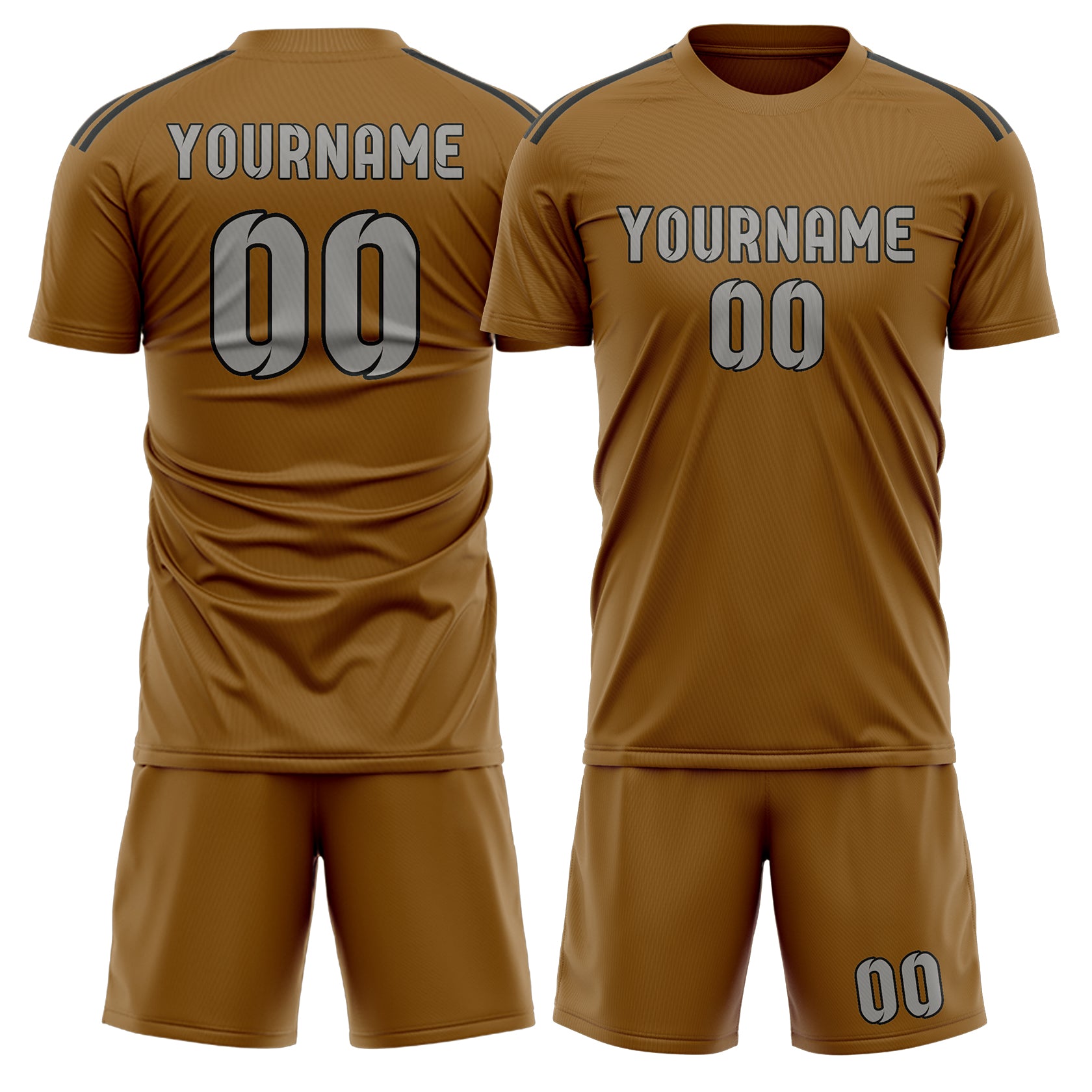Custom Khaki Gray Soccer Set