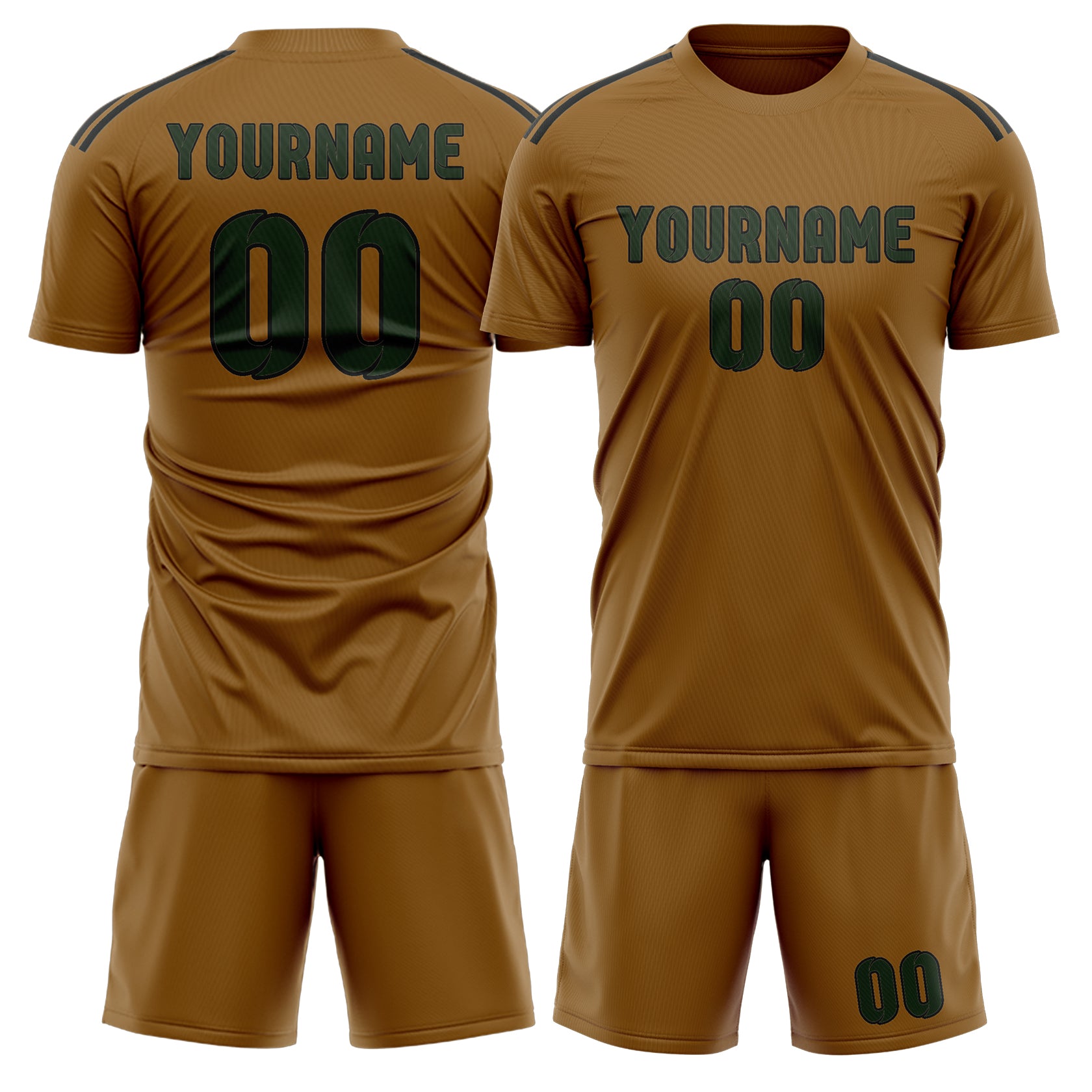 Custom Khaki Dark Green Soccer Set