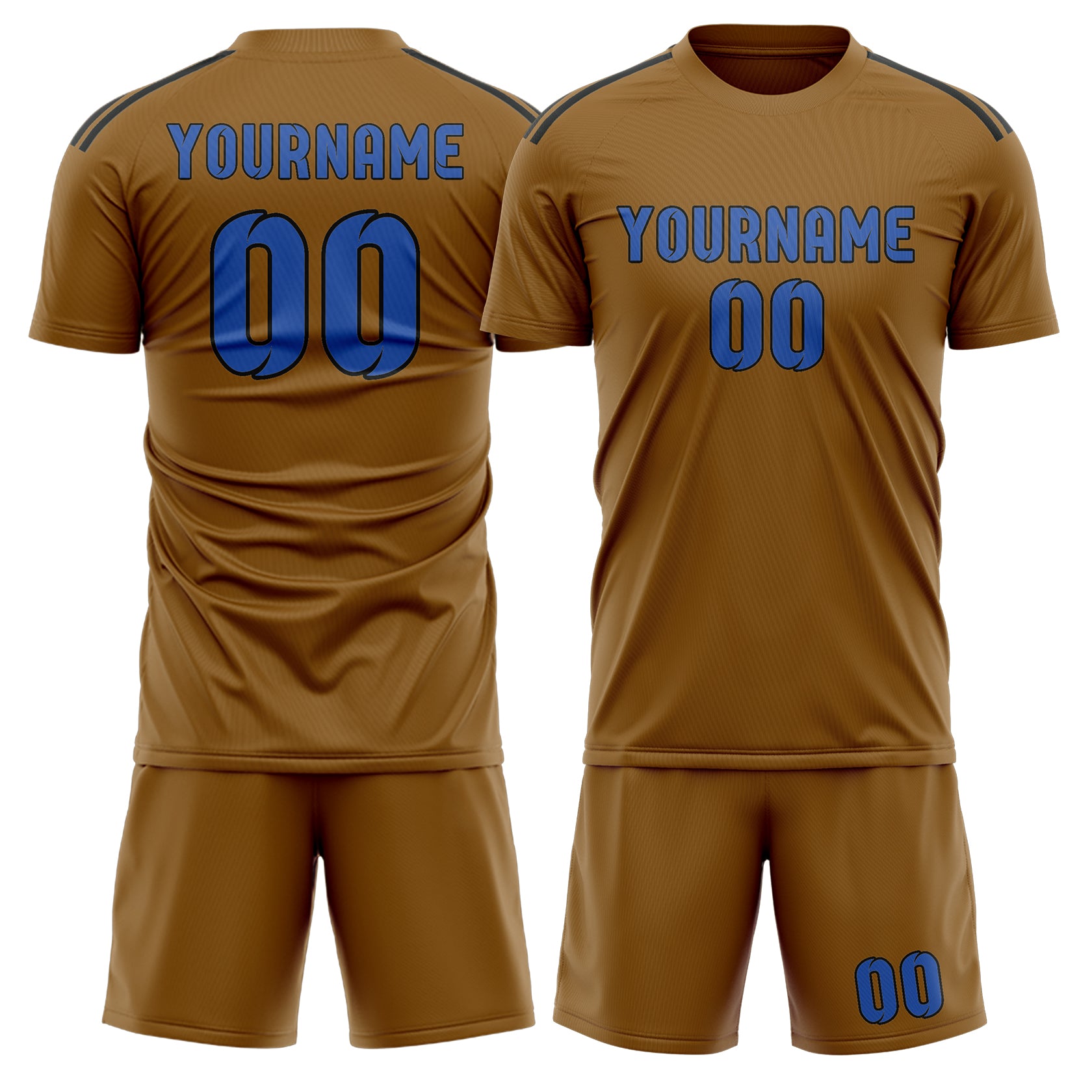 Custom Khaki Sky Blue Soccer Set