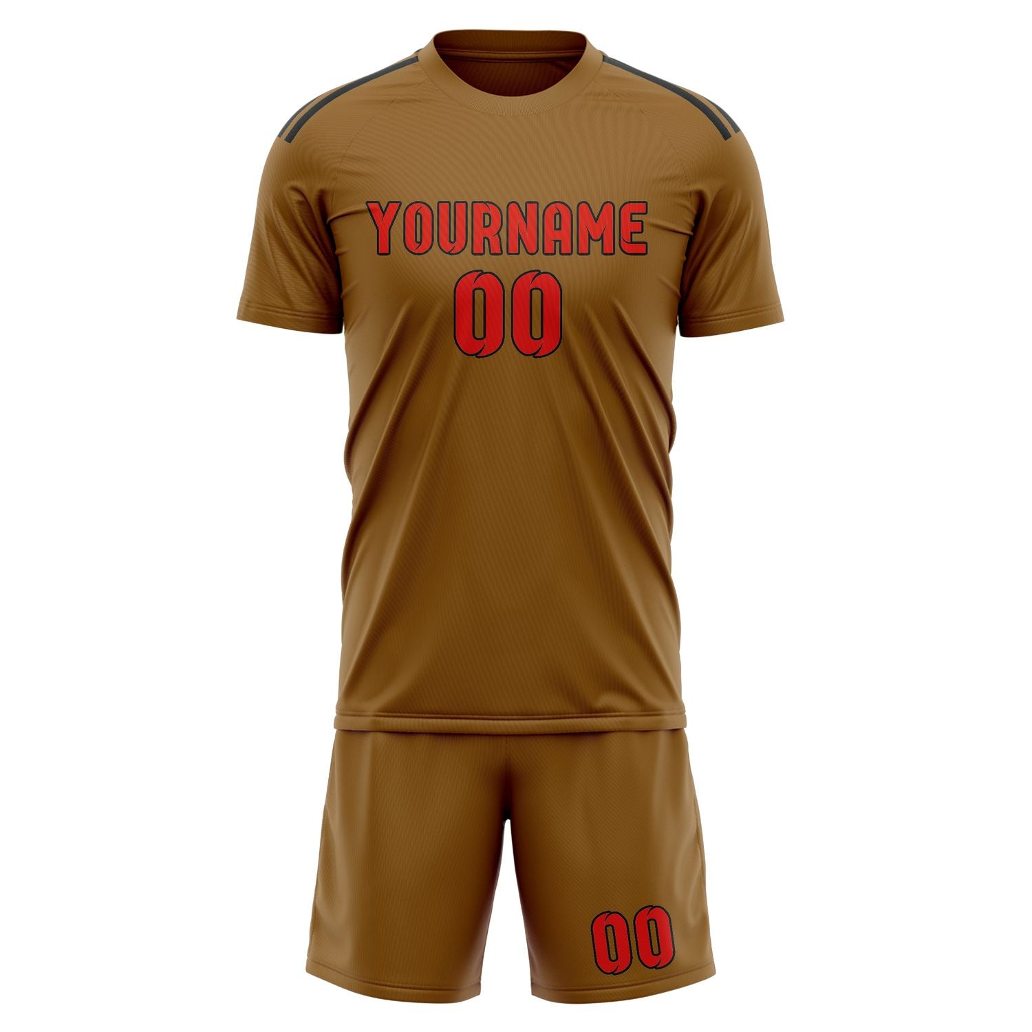 Custom Khaki Orange Red Soccer Set