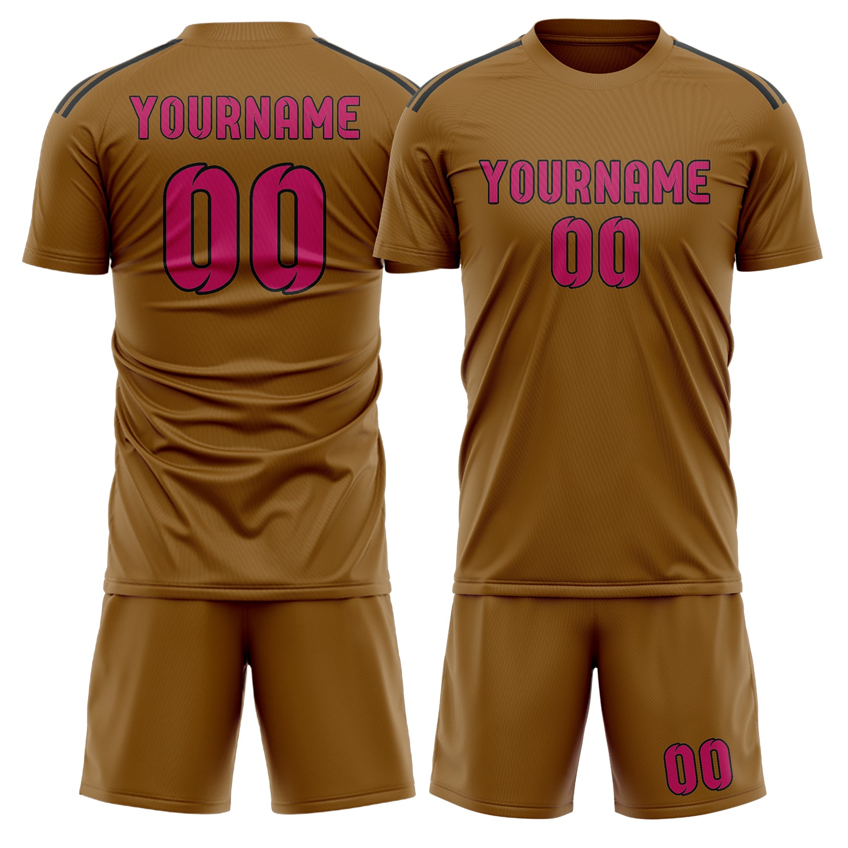 Custom Khaki Pink Soccer Set
