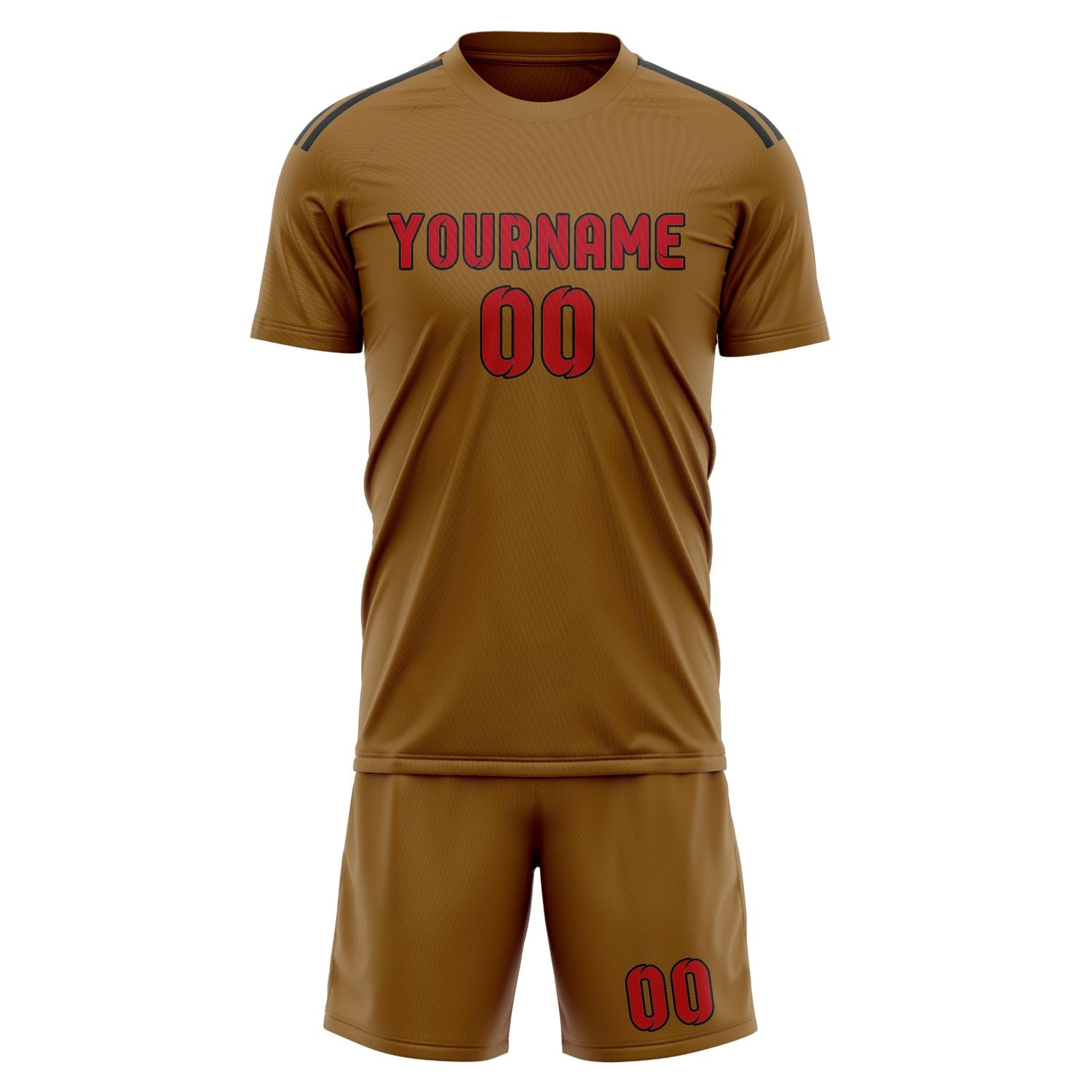 Custom Khaki Red Soccer Set
