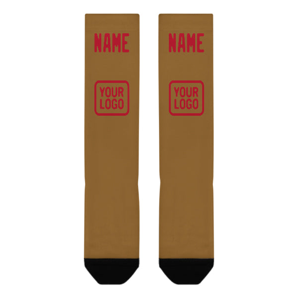 Custom Khaki Red Knee-High Sock