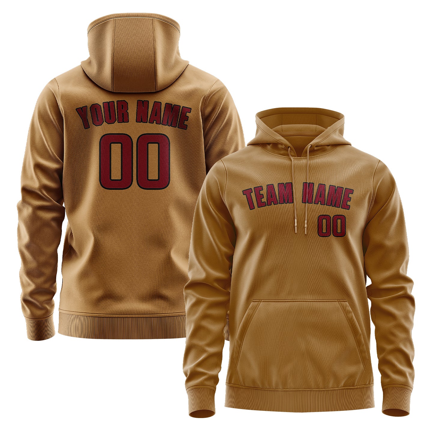 Custom Khaki Crimson Red Hoodie
