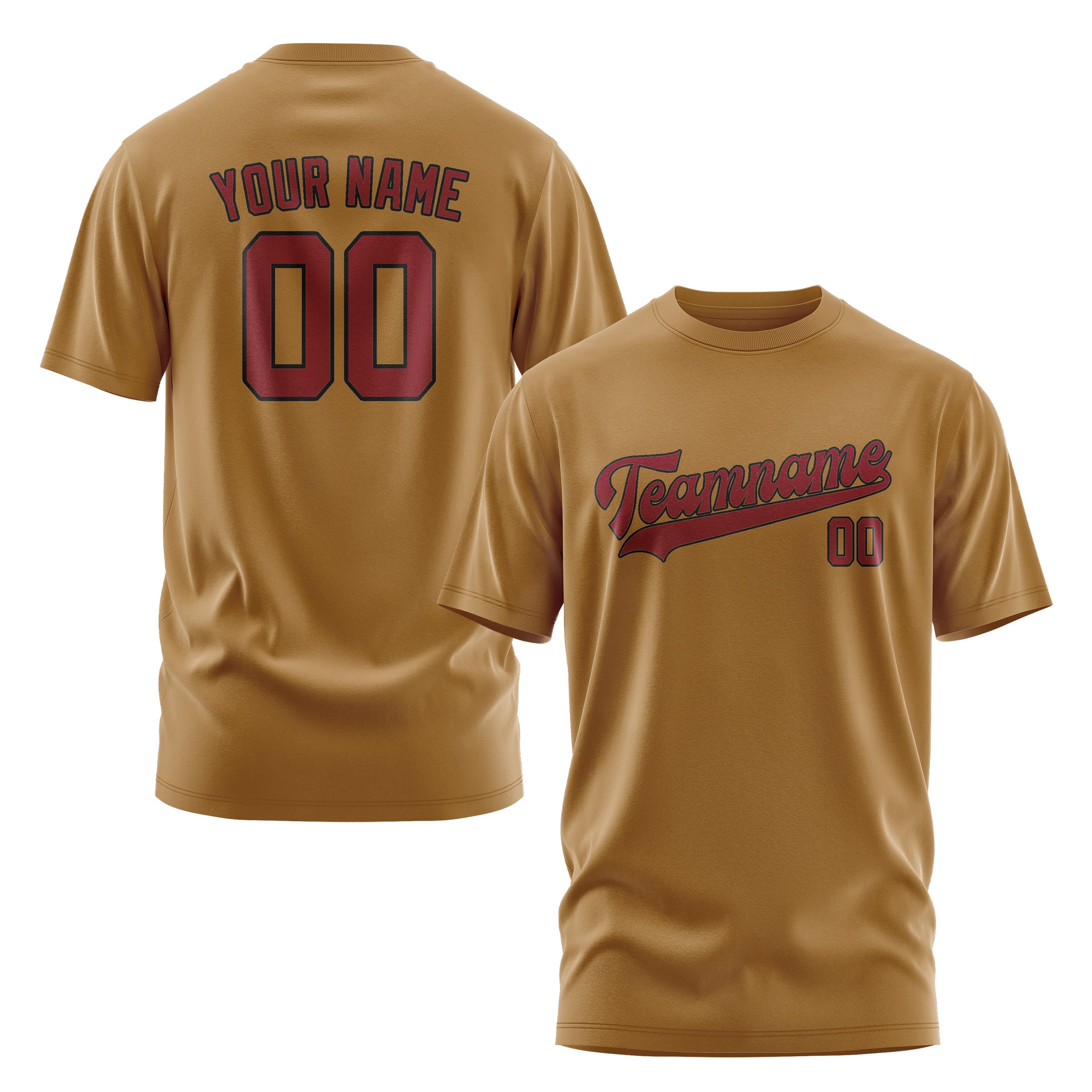 Custom Khaki Crimson Red T-Shirt