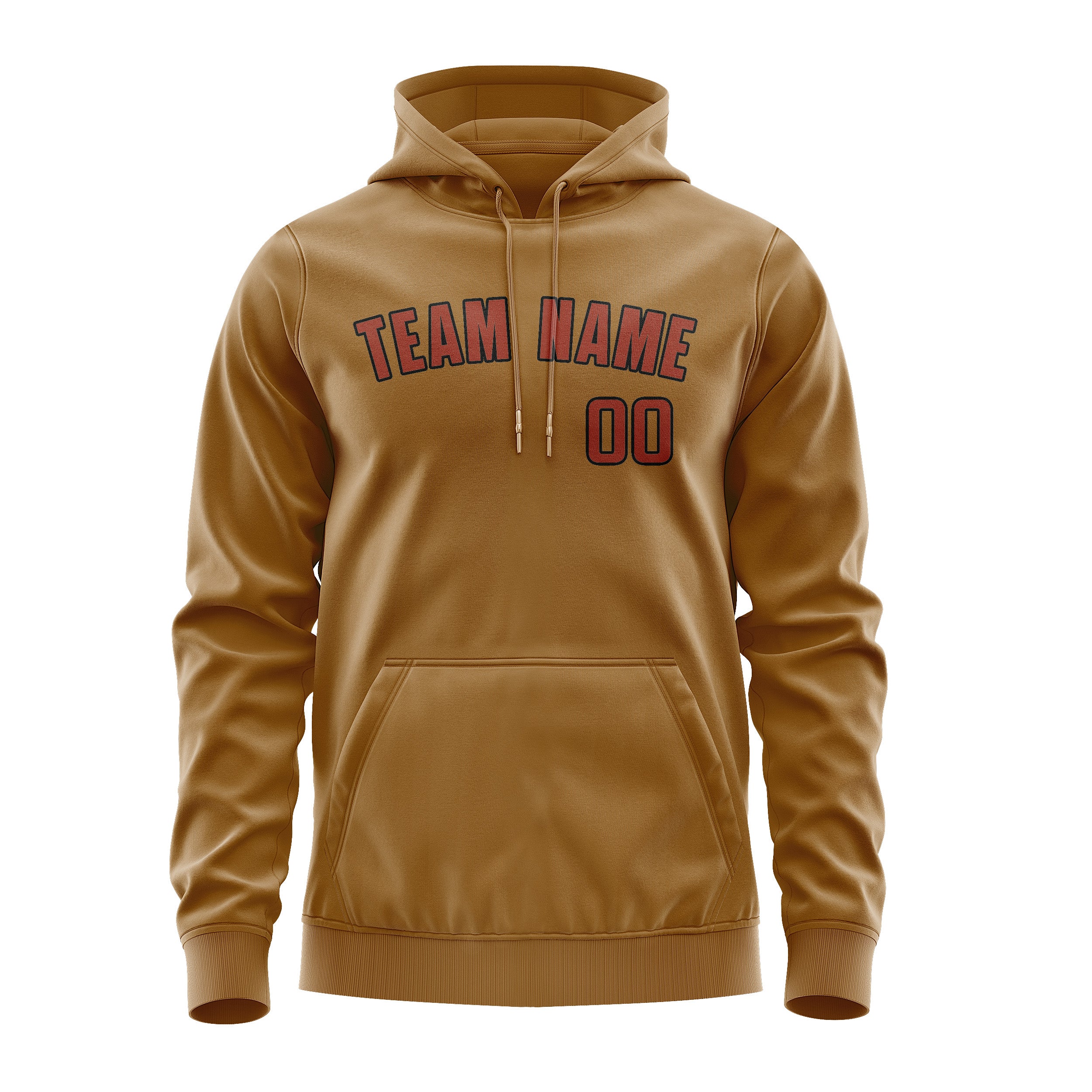 Custom Khaki Coral Red Hoodie