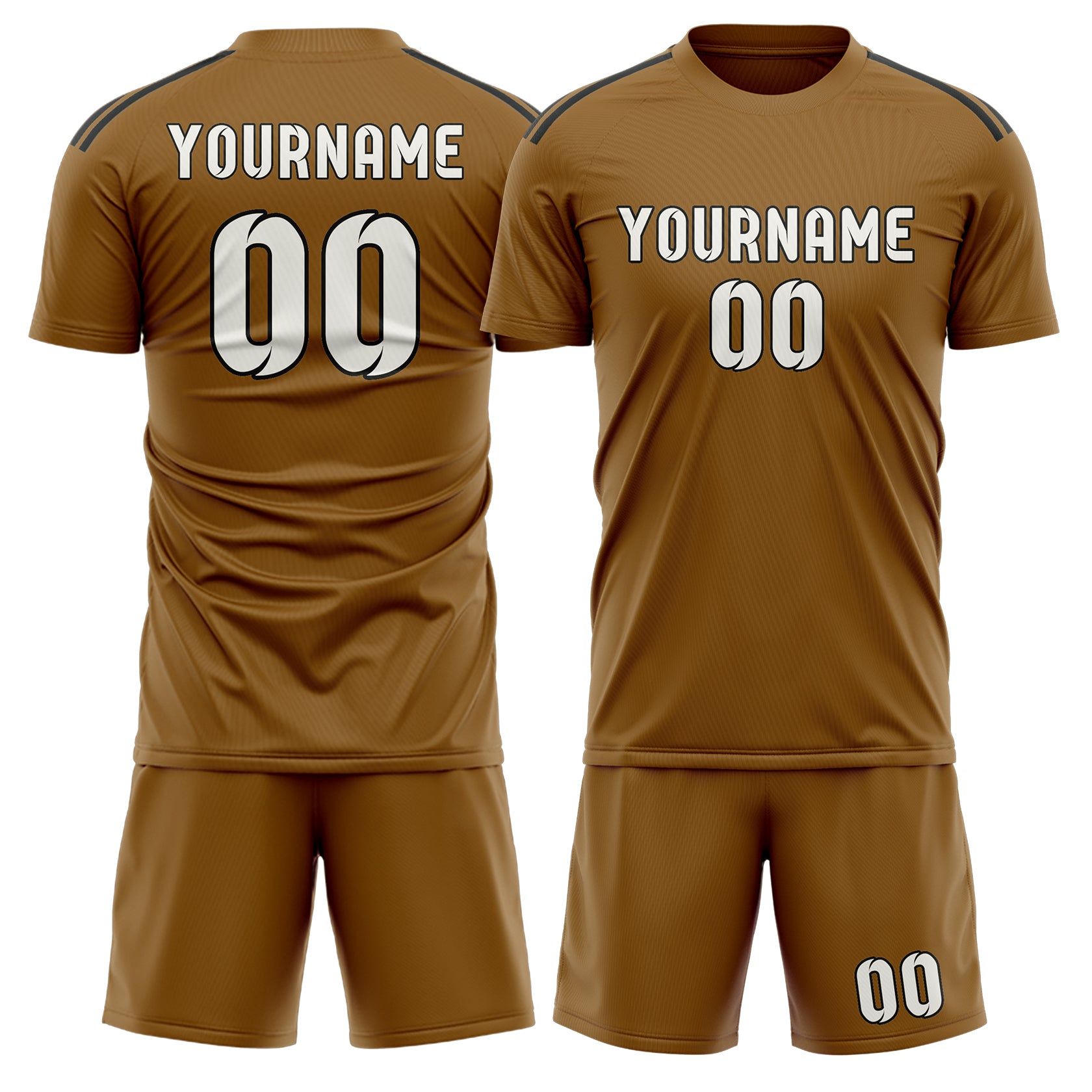 Custom Khaki White Soccer Set