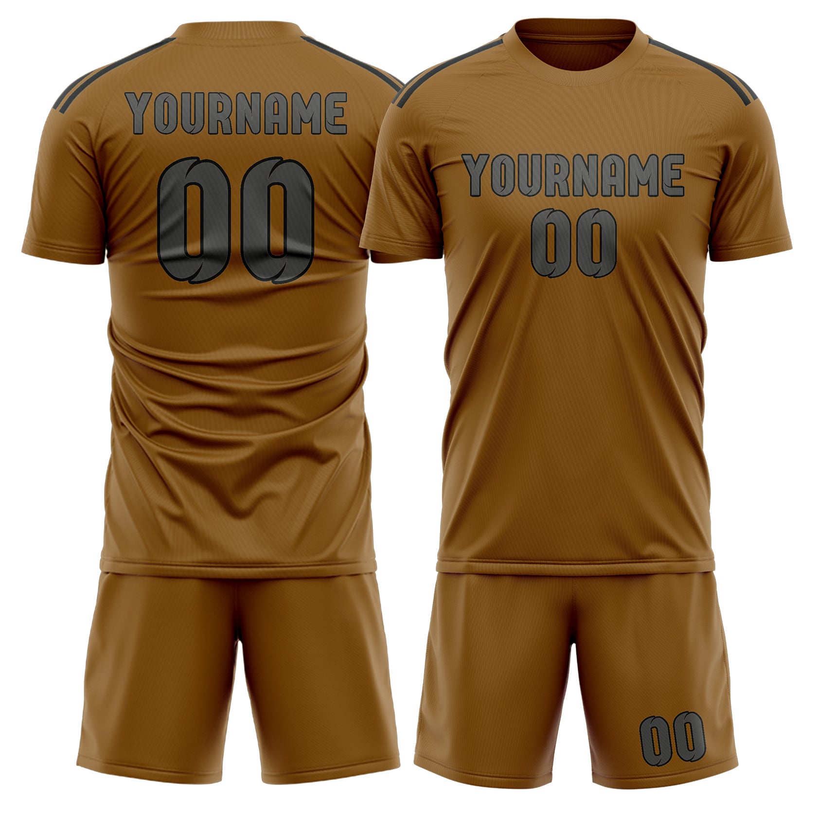 Custom Khaki Dark Grey Soccer Set