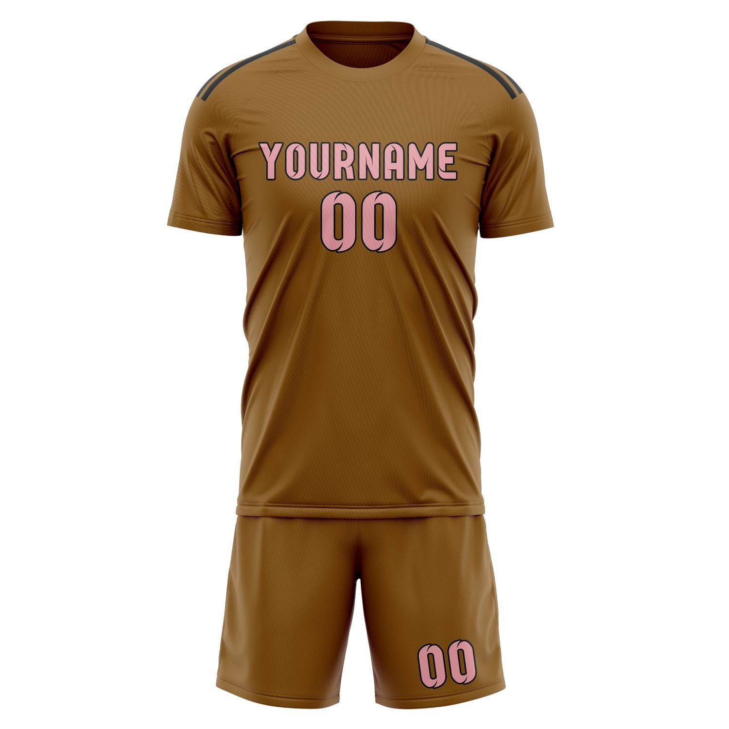 Custom Khaki Light Pink Soccer Set