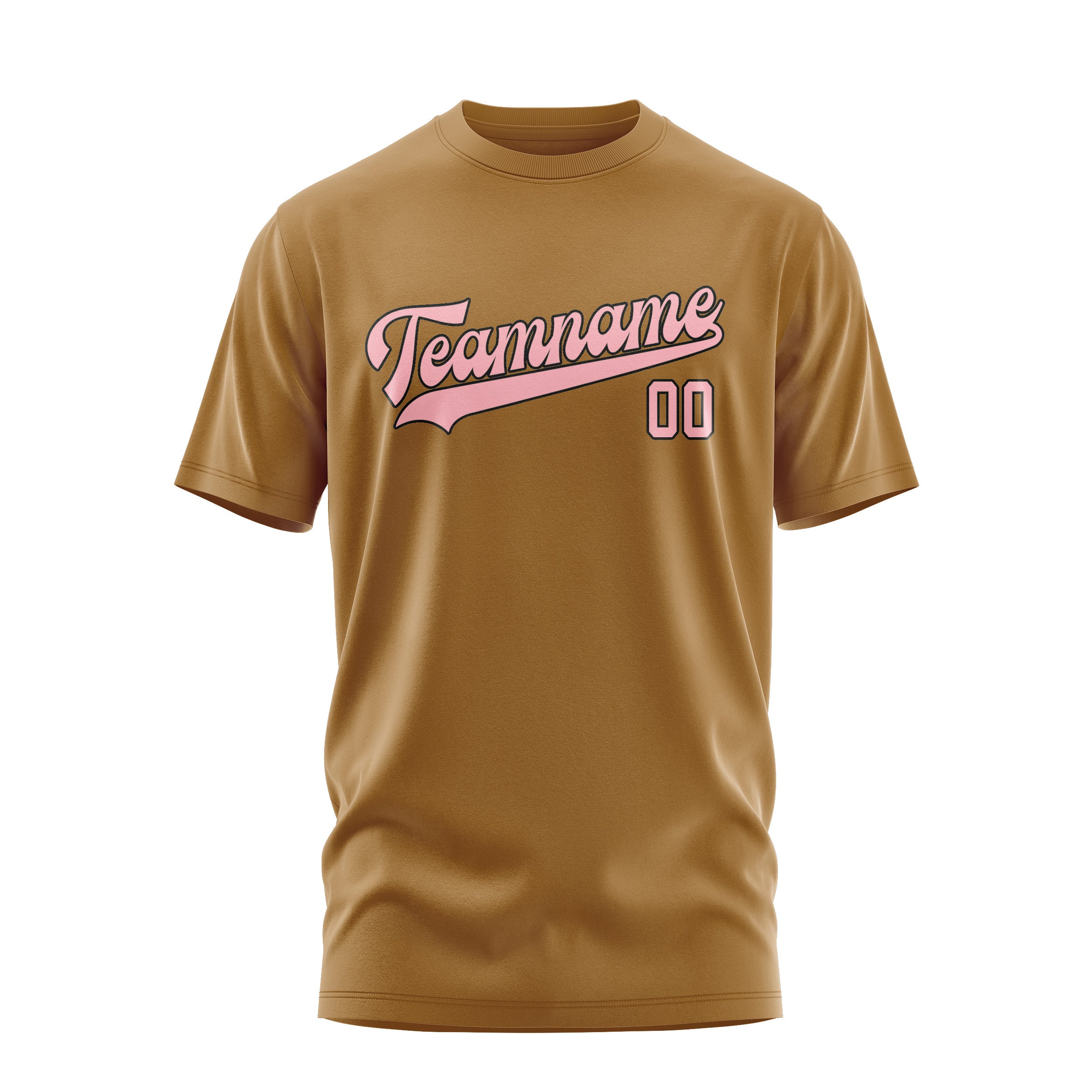 Custom Khaki Light Pink T-Shirt