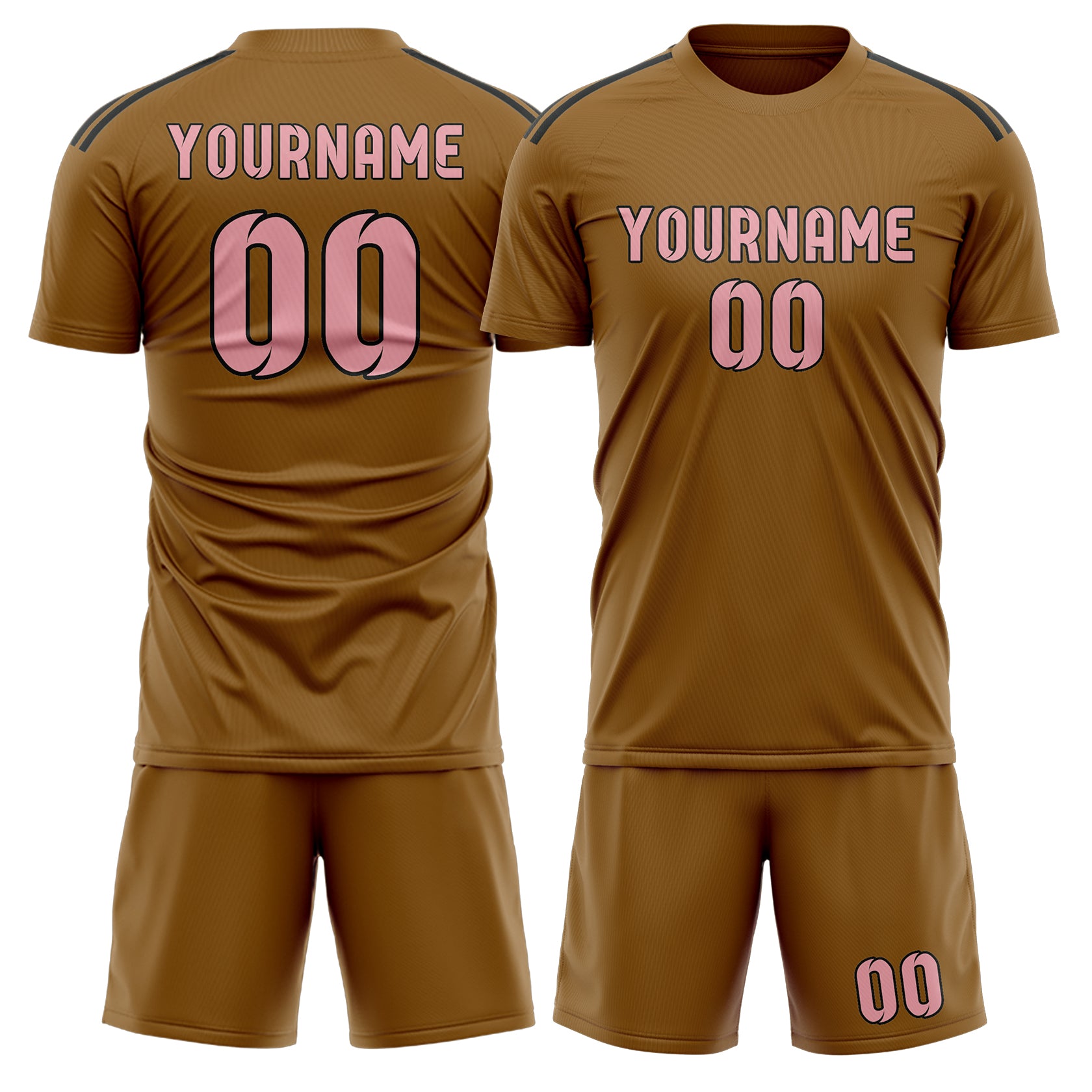 Custom Khaki Light Pink Soccer Set