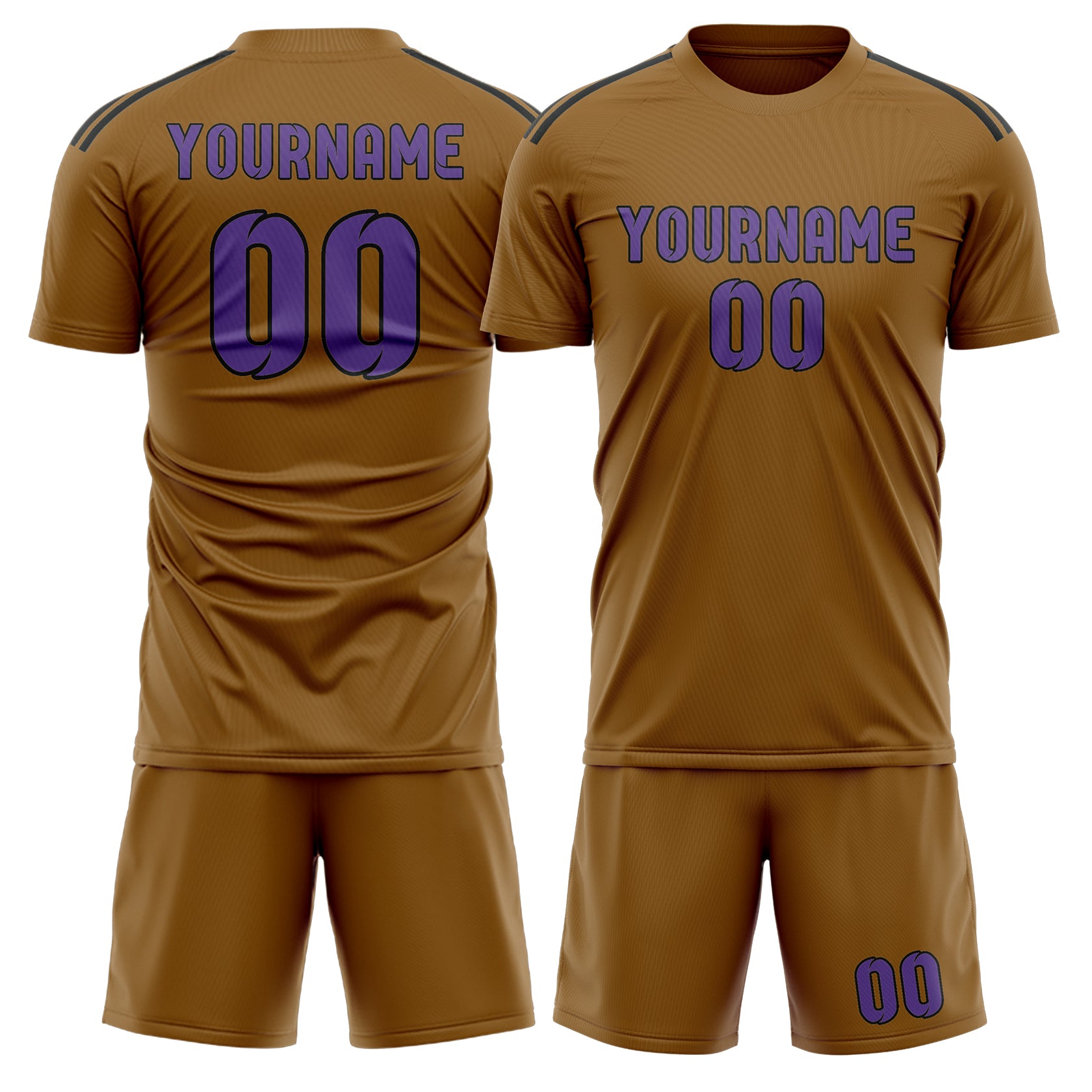 Custom Khaki Light Purple Soccer Set