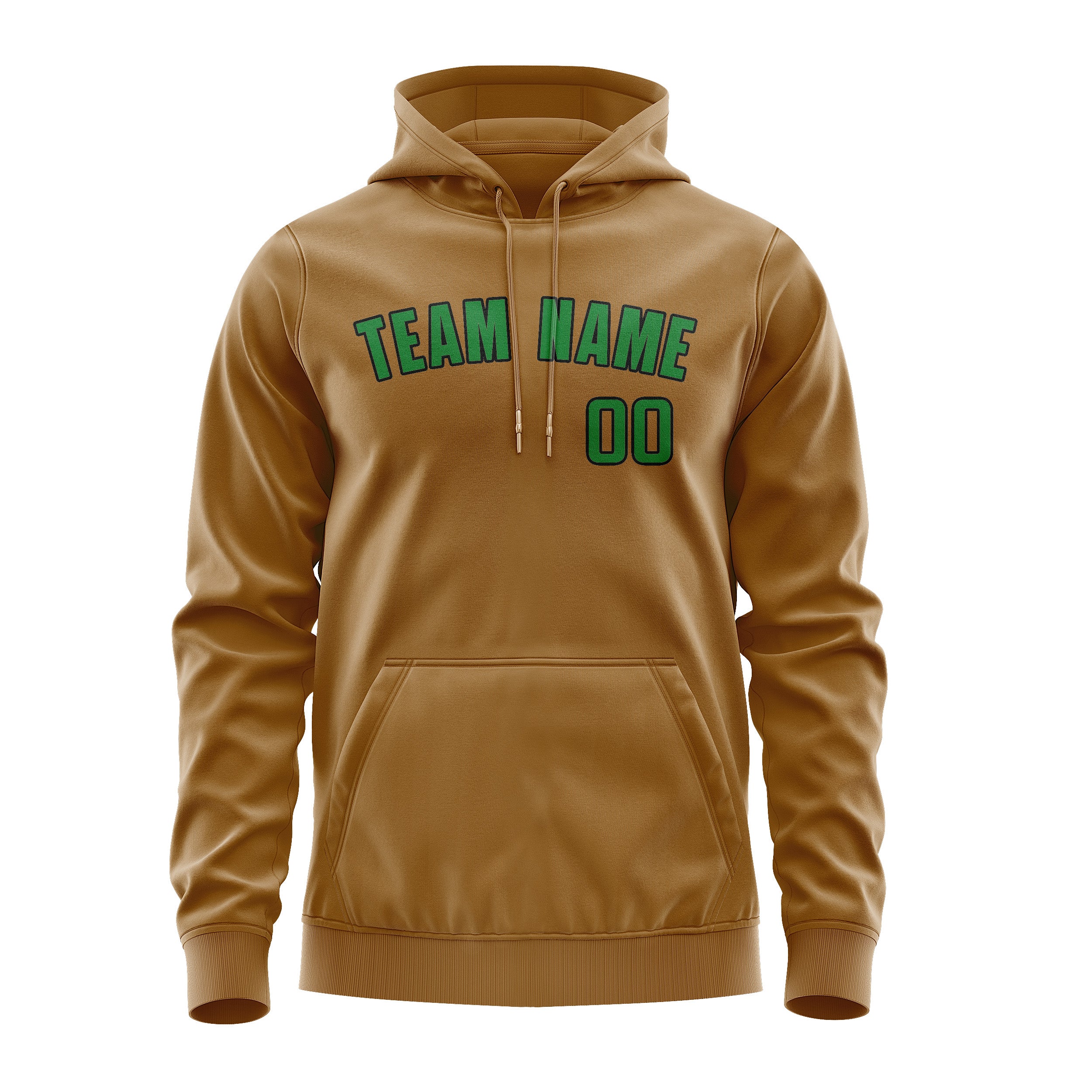Custom Khaki Emerald Green Hoodie