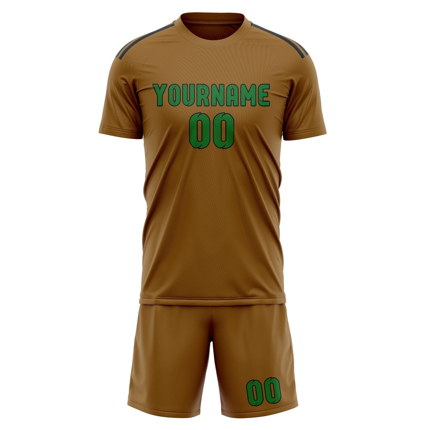Custom Khaki Emerald Green Soccer Set