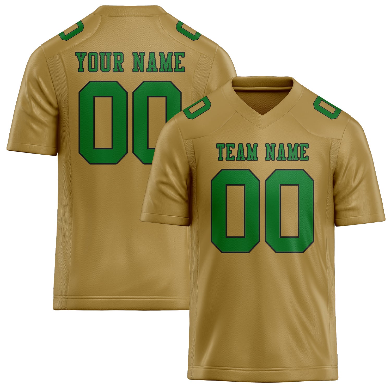 Custom Khaki Emerald Green Football Jersey