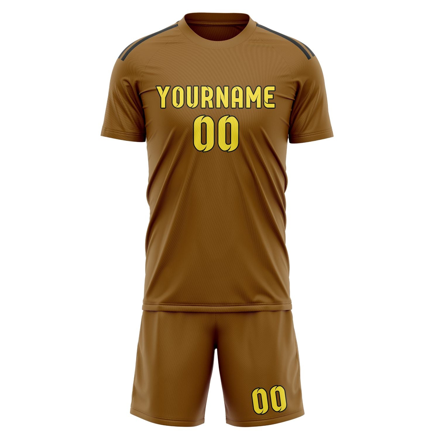 Custom Khaki Light Yellow Soccer Set