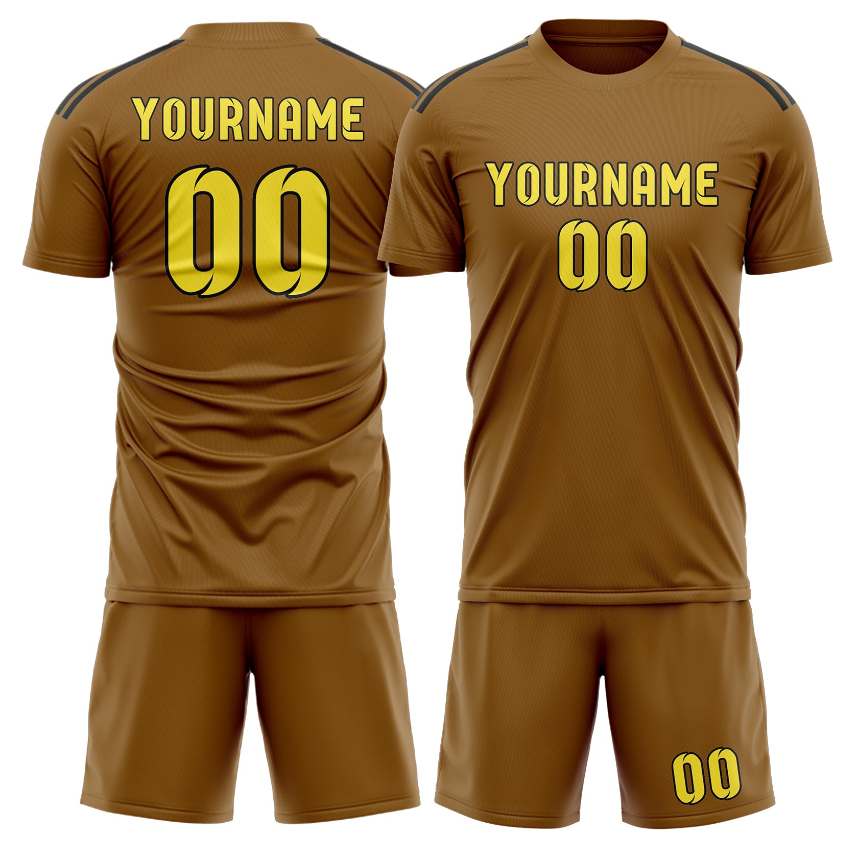 Custom Khaki Light Yellow Soccer Set