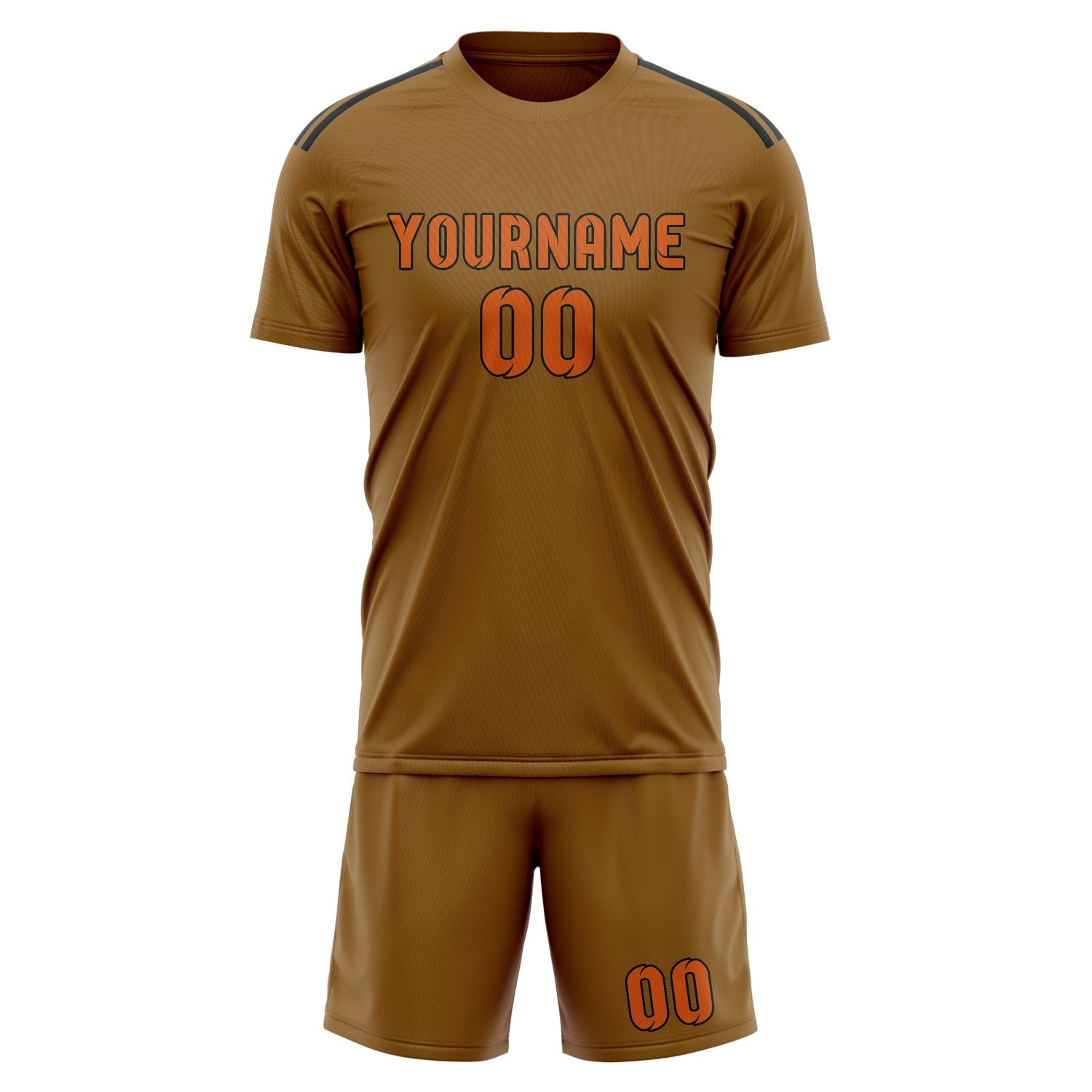 Custom Khaki Orange Soccer Set