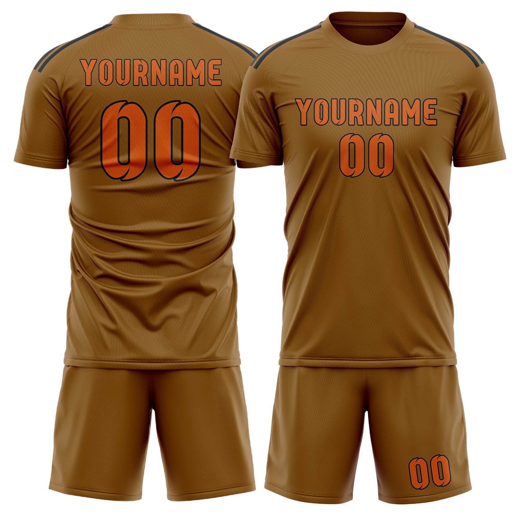 Custom Khaki Orange Soccer Set