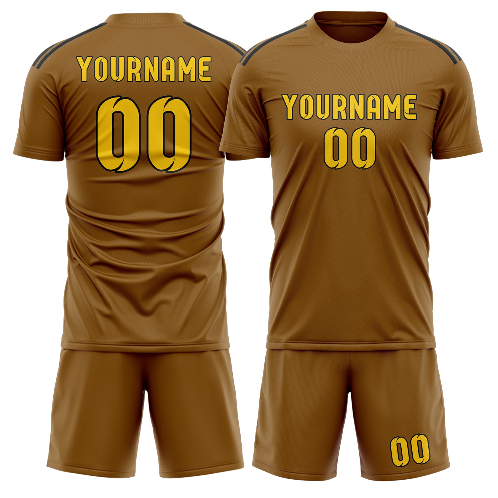Custom Khaki Gold Soccer Set