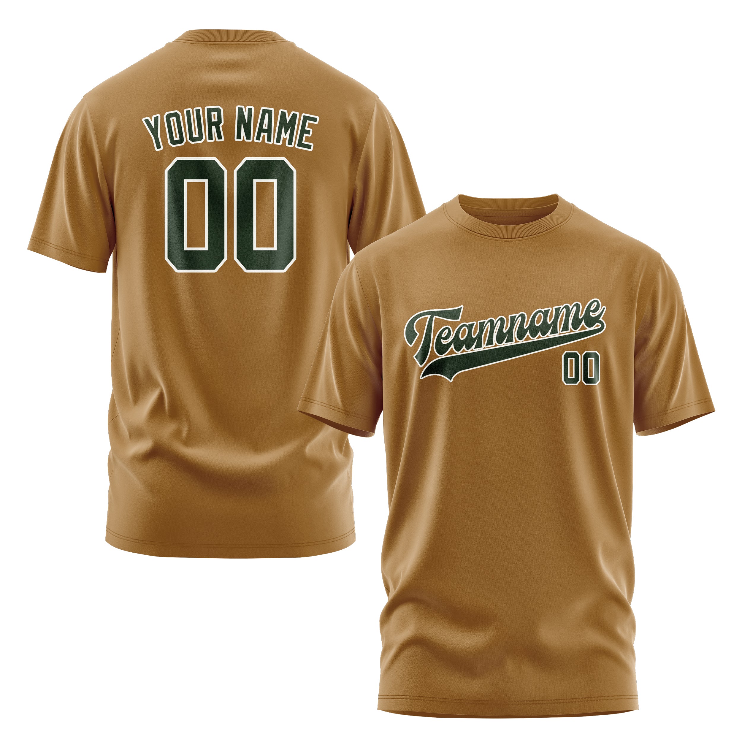 Custom Khaki Dark Green T-Shirt