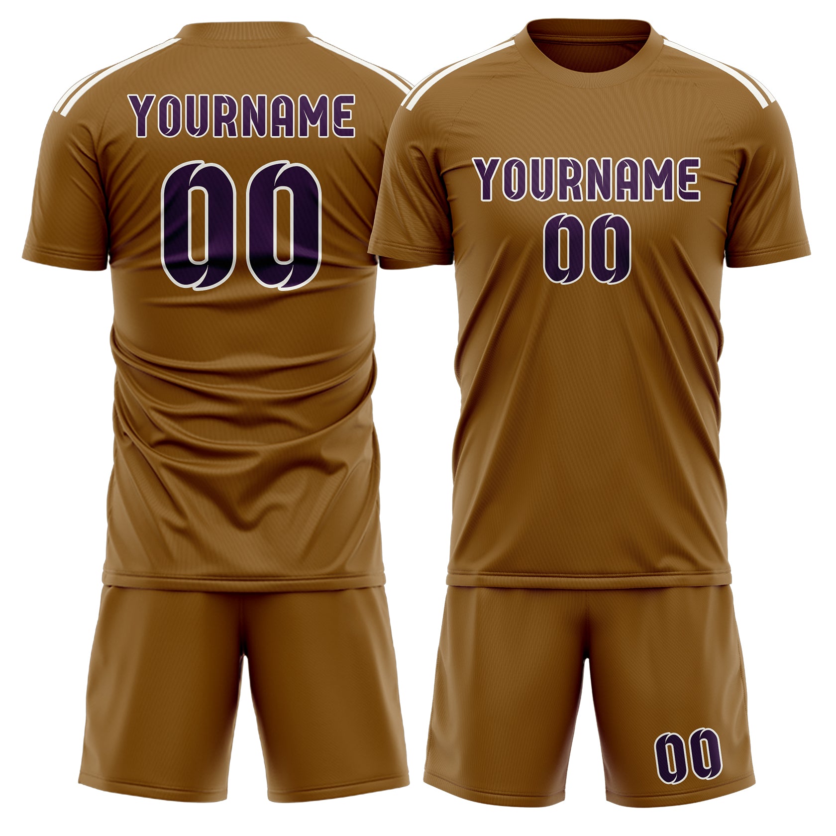 Custom Khaki Purple Soccer Set
