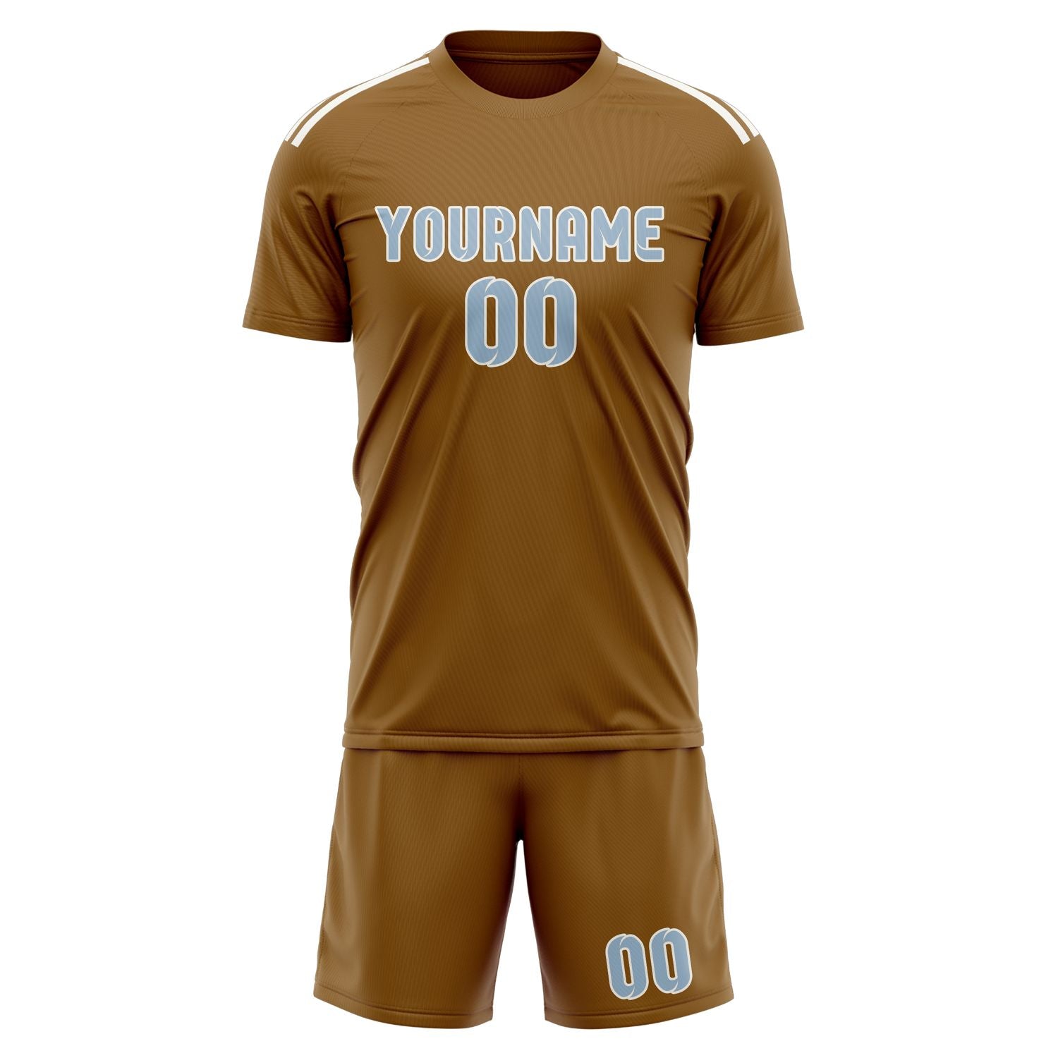 Custom Khaki Light Blue Soccer Set