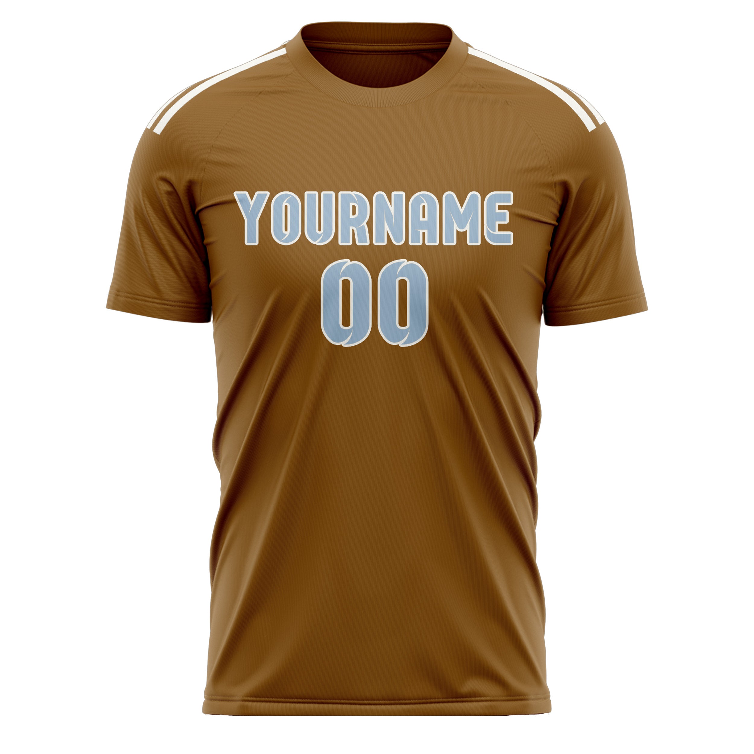 Custom Khaki Light Blue Soccer Jersey