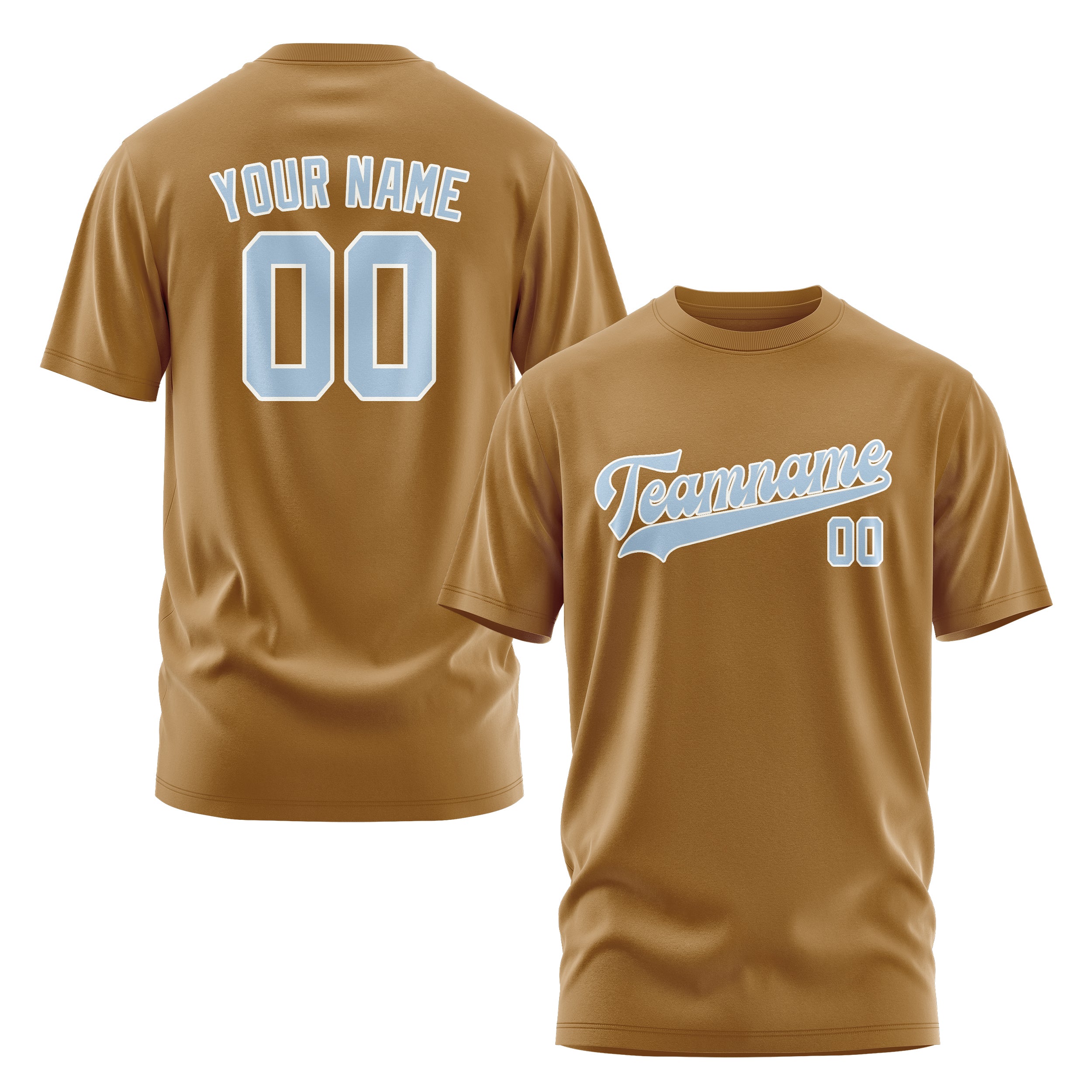 Custom Khaki Light Blue T-Shirt