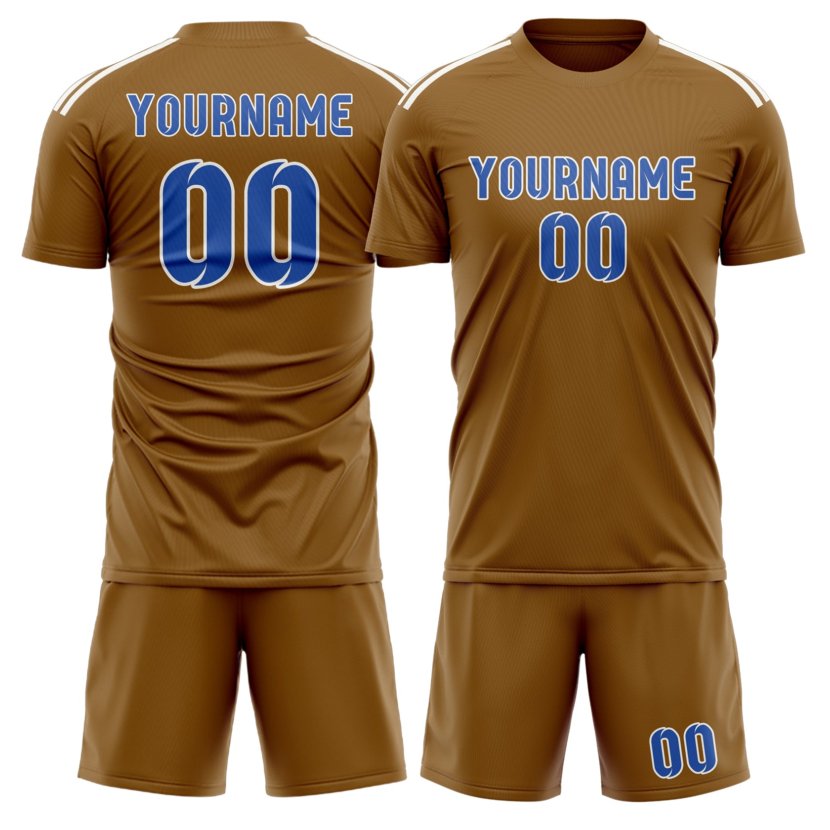 Custom Khaki Sky Blue Soccer Set